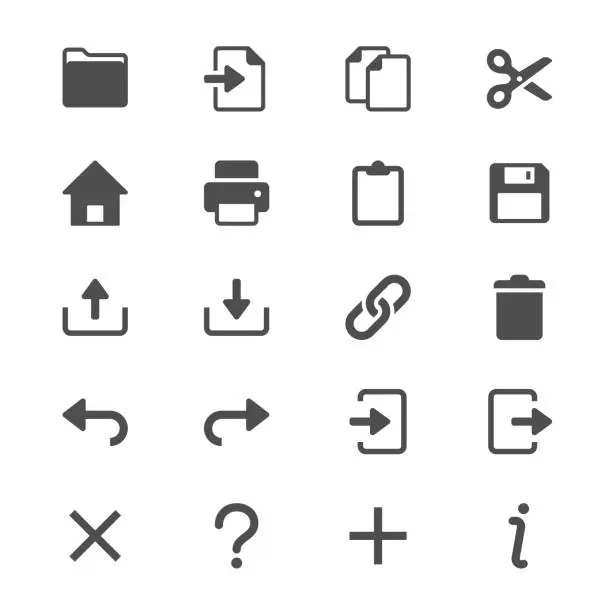 Vector illustration of Application toolbar glyph icons