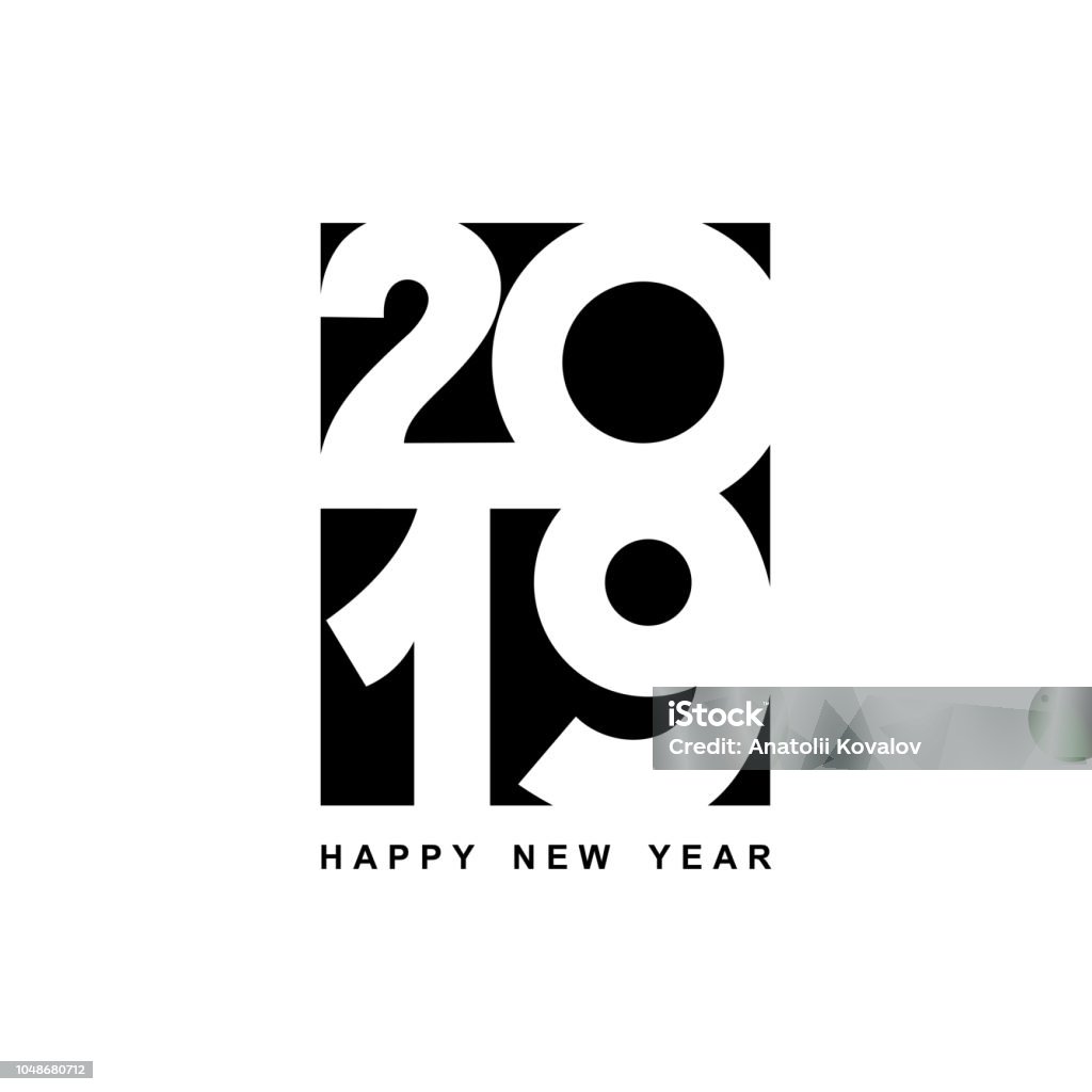 Happy New Year 2019 text design. Cover of business diary for 2019 with wishes. Brochure design template, card, banner. Vector illustration. Isolated on white background. 2019 stock vector