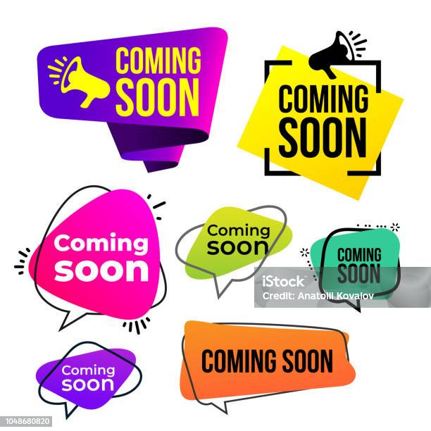 Set Of Coming Soon Icon Vector Illustration Isolated On White Background Stock Illustration - Download Image Now