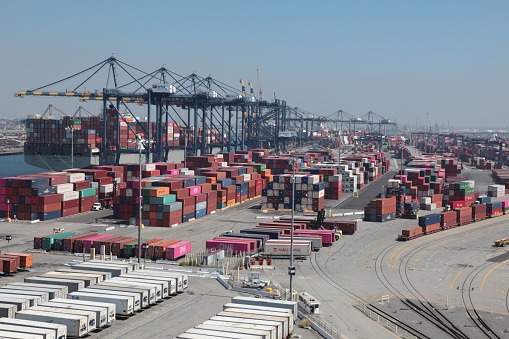 View of Los Angeles Container Terminal in San Pedro California.