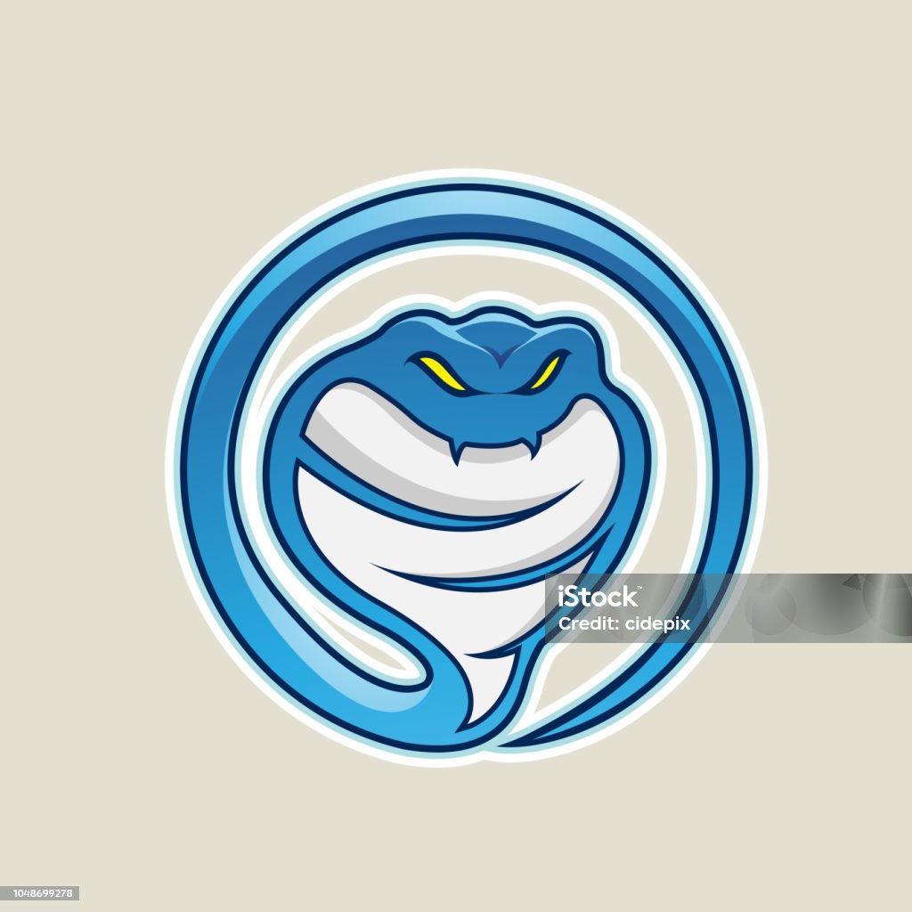 Blue Cobra Snake Cartoon Icon Vector Illustration Stock