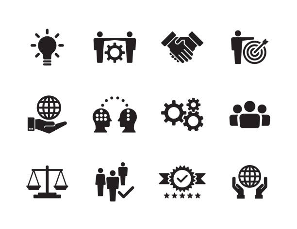 çekirdek değerler icon set - hizmet stock illustrations