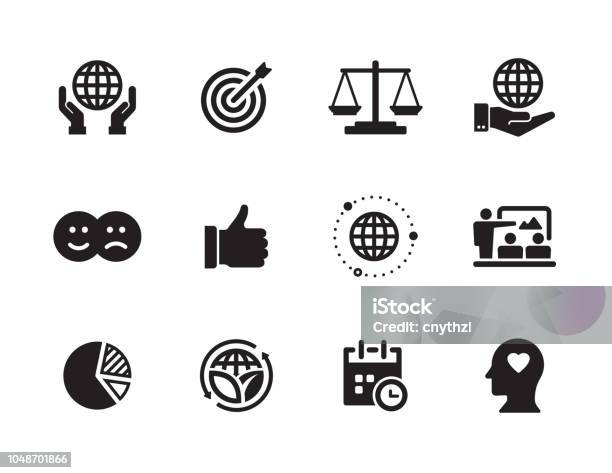 Corporate Social Responsibility Icon Set Stock Illustration - Download Image Now - Icon Symbol, Impact, Sustainable Resources