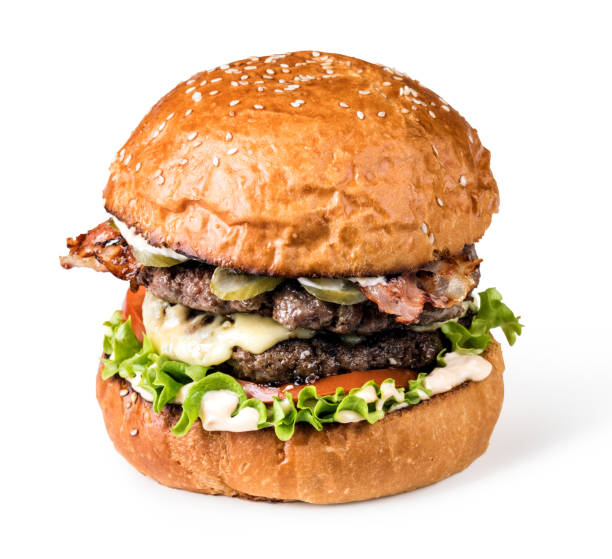 istock Burger on a wooden board 1048706948