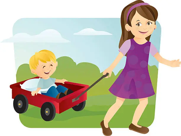 Vector illustration of Wagon ride