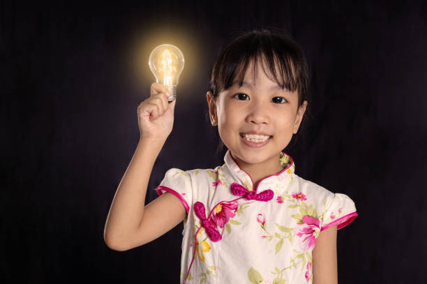 istock Asian chinese little girl holding a light bulb 1048720886