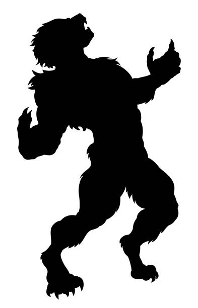 illustrations, cliparts, dessins animés et icônes de loup-garou silhouette - hairy animal hair fantasy monster