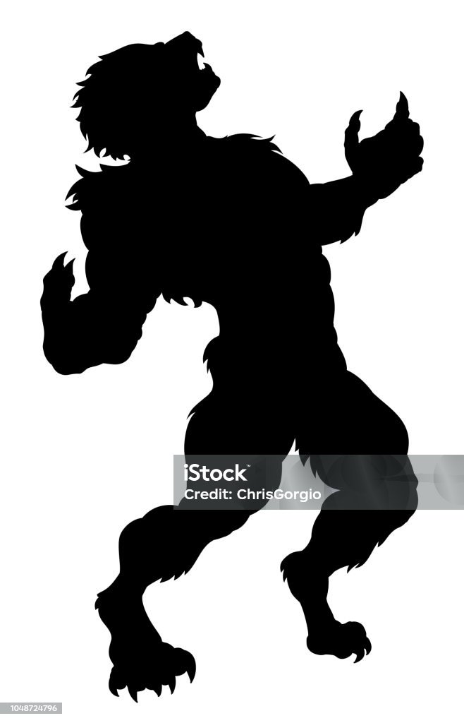 Werewolf Silhouette A werewolf in silhouette howling at the moon Werewolf stock vector