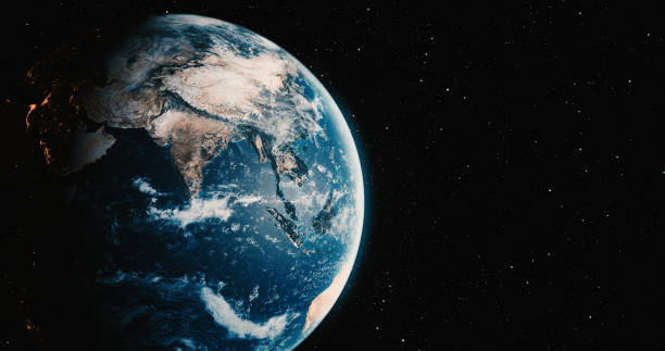 Planet Earth with star backgrounds stock photo