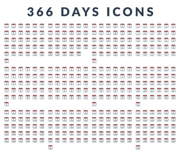плоские иконы 366 дней в году. - deadline calendar year personal organizer stock illustrations