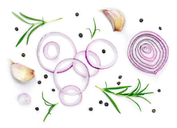 istock Beautiful fresh red onions, spices and herbs 1048731938