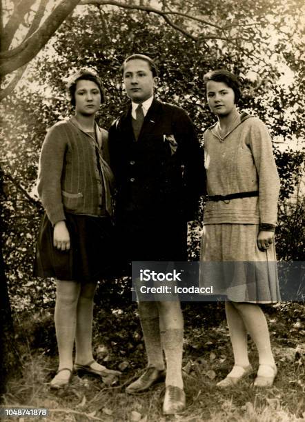1920s Italian Family Portrait Stock Photo - Download Image Now - Family, Archival, Retro Style