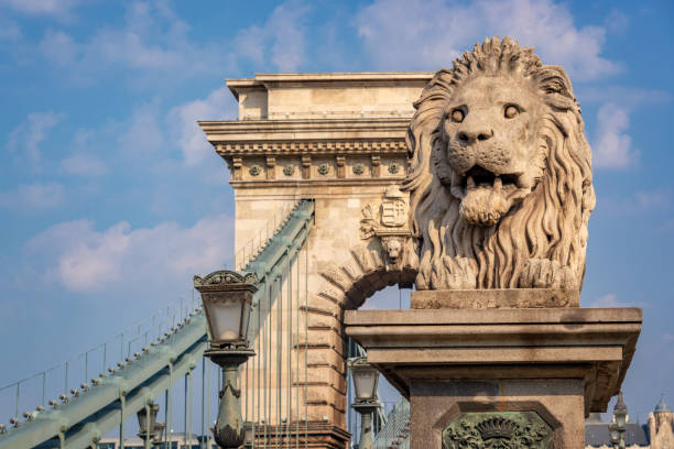 Chain bridge over the Danube river in Budapest, Hungary