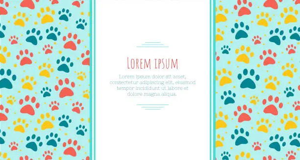 Vector illustration of pet advertising banner templates. Place for text. veterinary clinic and zoo shop. grooming. paw ornament