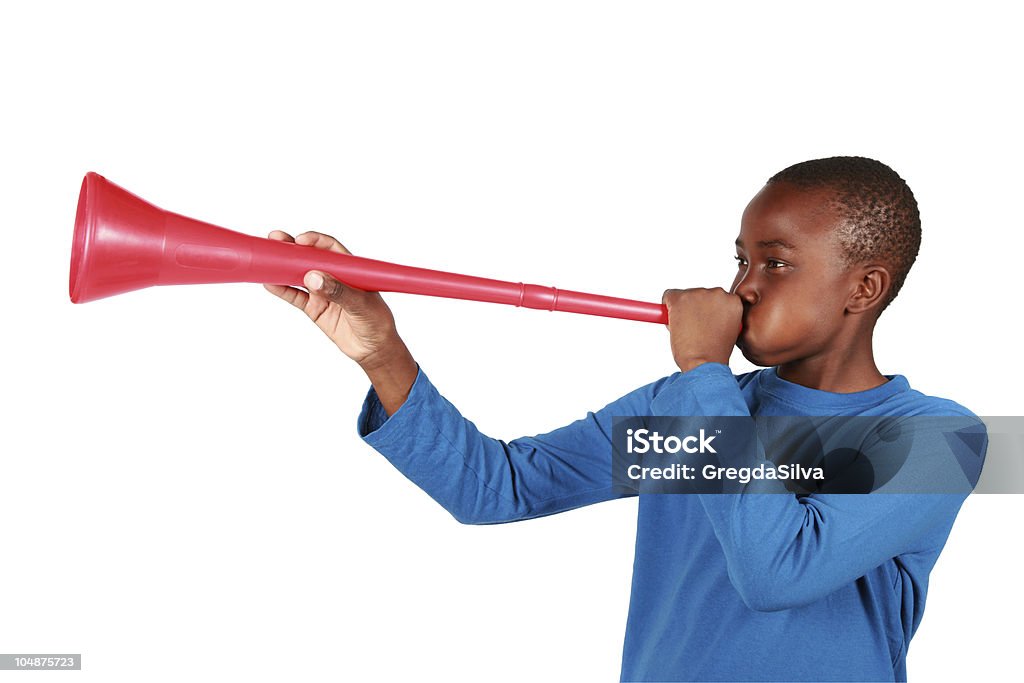 Menino soprando Vuvuzela - Foto de stock de 2010 royalty-free