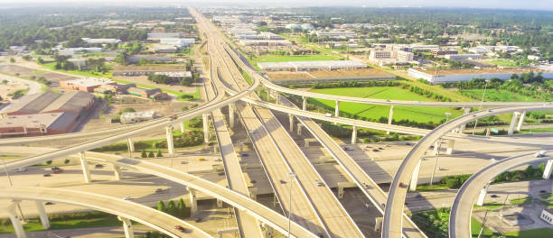 istock Panoramic elevated highway intersection near uptown Houston, Texas, USA 1048759496