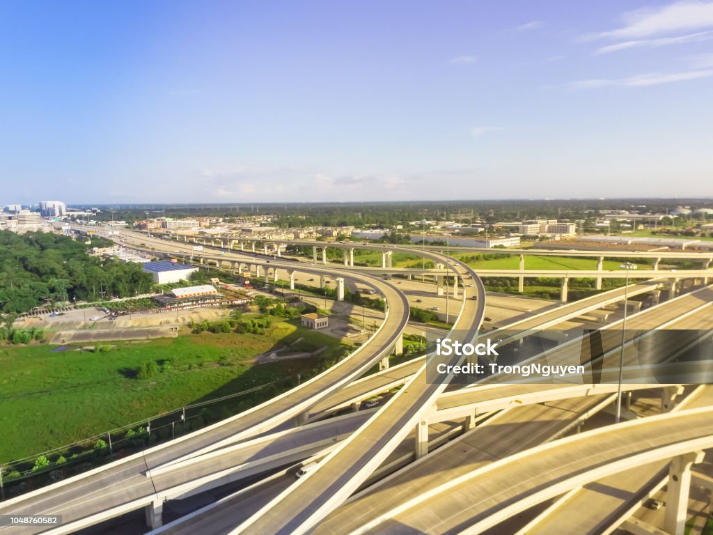 Stack Interstate Freeway Top View Fivelevel Stack Interchange Expressway In Houston Texas Usa ...