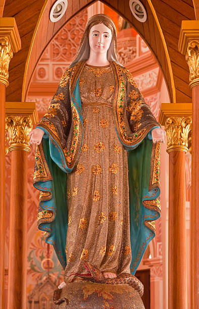 istock Holy Mary statue, decorated with whole real gems. 104876096