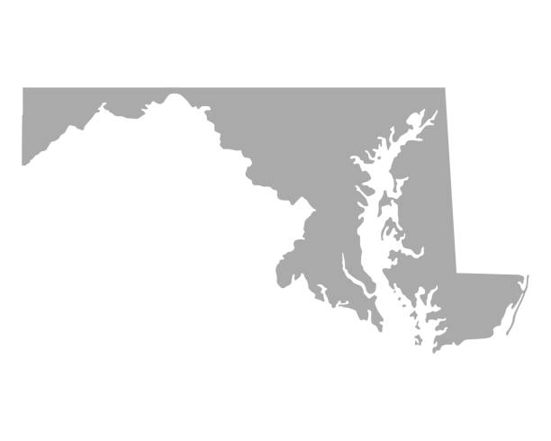 illustrazioni stock, clip art, cartoni animati e icone di tendenza di mappa del maryland - maryland state