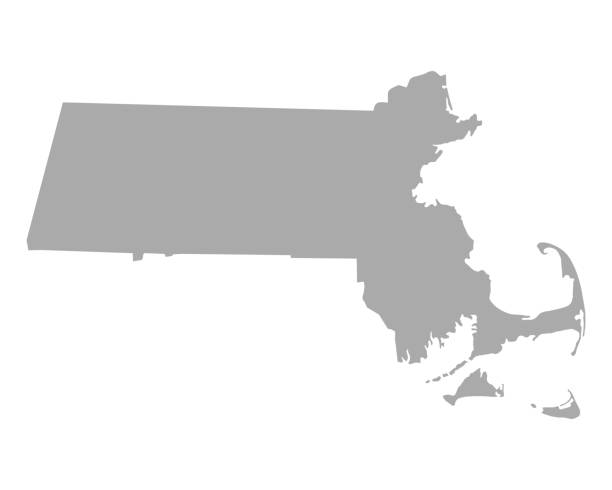 ilustrações, clipart, desenhos animados e ícones de mapa de massachusetts - outline state usa vector