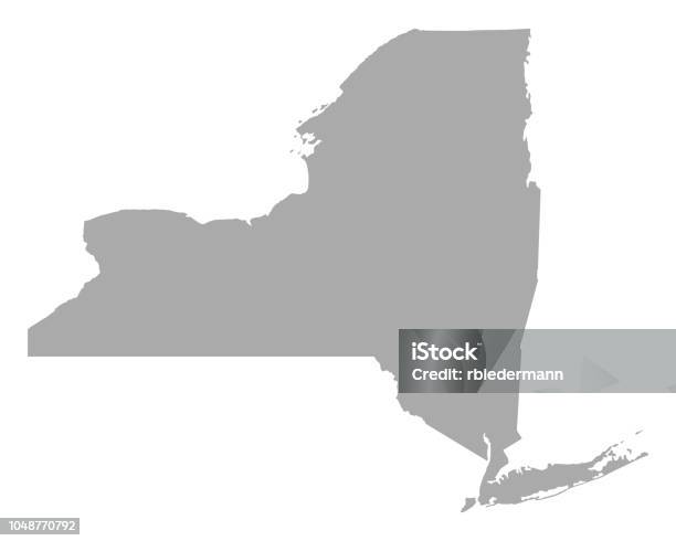 Карта Ньюйорка — стоковая векторная графика и другие изображения на тему Штат Нью-Йорк - Штат Нью-Йорк, Карта, Контур
