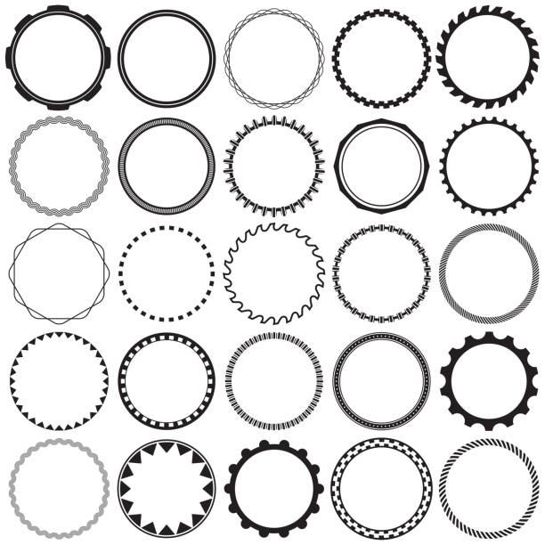 Collection of Round Decorative Ornamental Border Frames with Clear Background. Ideal for vintage label designs. Collection of Round Decorative Ornamental Border Frames with Clear Background. Ideal for vintage label designs. hand saw stock illustrations