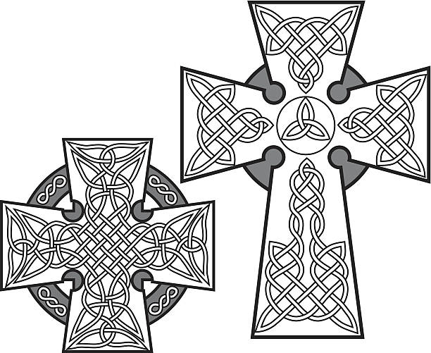 셀틱 크로스관 (벡터 - celtic culture tied knot knotwork celtic knot stock illustrations