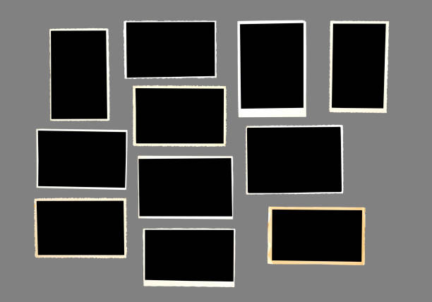 old empty photo frames, vintage photo prints, isolated old empty photo frames, vintage photo prints isolated on neutral grey (50%) for better selction, with free space for pictures contact sheet photos stock pictures, royalty-free photos & images