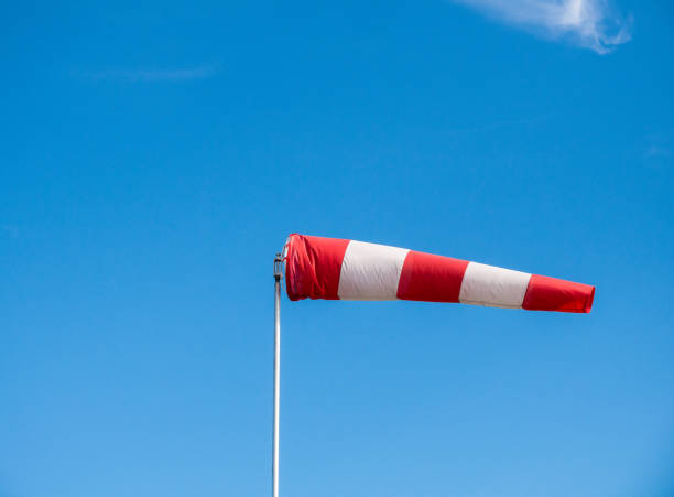 istock The windsock in wind against blue sky 1048781684