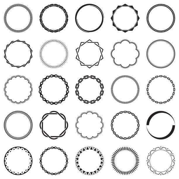 Collection of Round Decorative Border Frames with Clear Background. Ideal for vintage label designs. Collection of Round Decorative Border Frames with Clear Background. Ideal for vintage label designs. circle borders stock illustrations