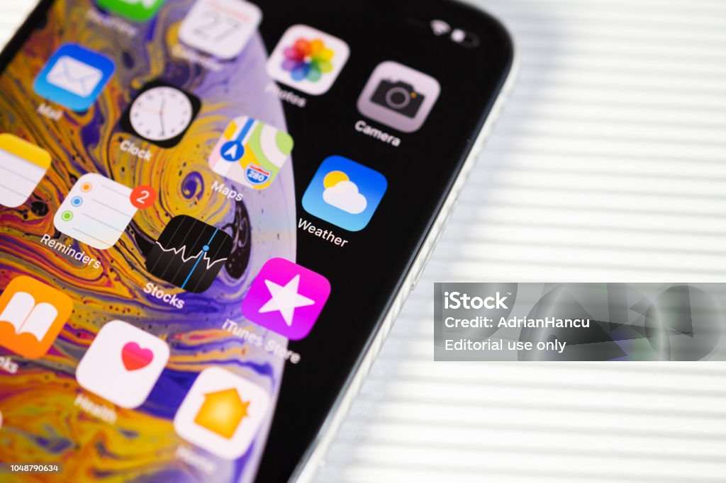 New Iphone Xs Max With All Home Apps White Background Stock Photo -  Download Image Now - iStock