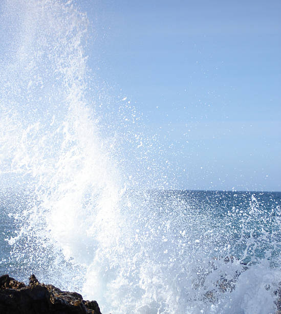 éclaboussures de vagues sur les pierres - zippyzoo photos et images de collection