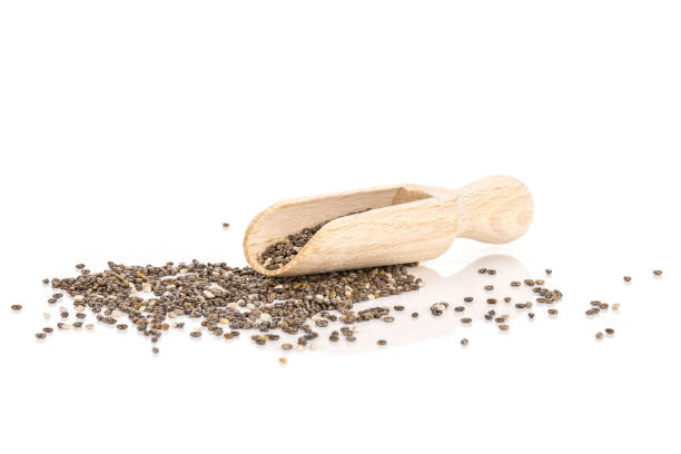 istock Fresh mottled chia seeds isolated on white 1048794826