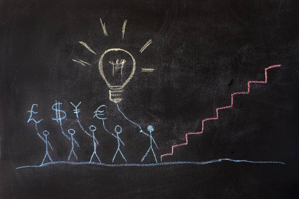 istock Group of people drawing on a school chalkboard. 1048798700
