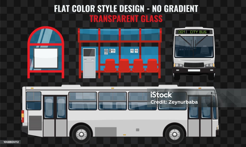 Bus Front Simple White Bus Side And Front View Cool Modern Flat Design Public Transport ...