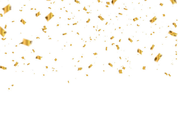 istock Celebration background template with confetti and gold ribbons. luxury greeting rich card. 1048806402
