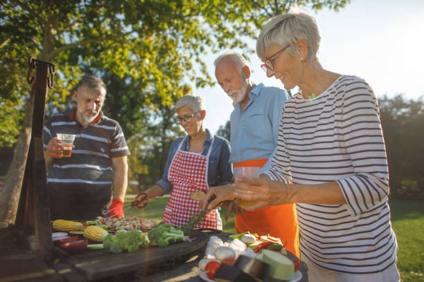 istock Senior people having a picnic 1048806774