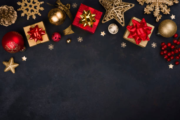 istock Winter holiday decoration with traditional Christmas objects and copy space 1048810890