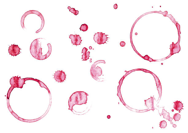 Wine stains isolated white background stock photo