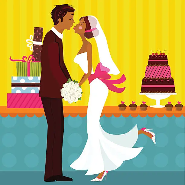 Vector illustration of Just Married!