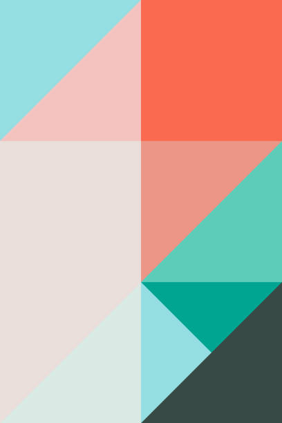 треугольники 45 градусов - фоновый дизайн (геометрический набор минимализма) - mosaic modern art triangle tile stock illustrations