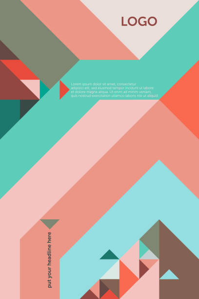 треугольники 45 градусов - обложка дизайн шаблон 2 (геометрический набор минимализма) - mosaic modern art triangle tile stock illustrations