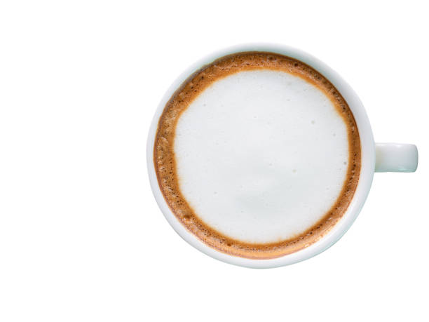 istock hot coffee with foam milk. 1048827848