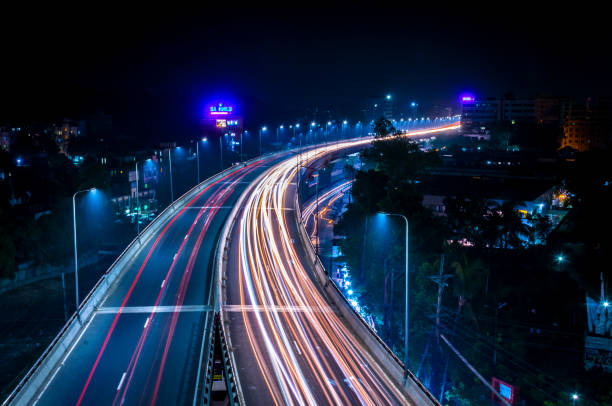 Beautiful Chittagong A long exposure photograph have taken from akhtaruzzaman flyover. long shutter speed stock pictures, royalty-free photos & images