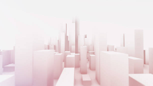istock Bright simple city buildings panorama 3D render 1048831450