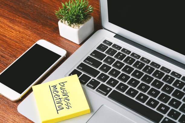 istock Computer, phone and paper sheet with 