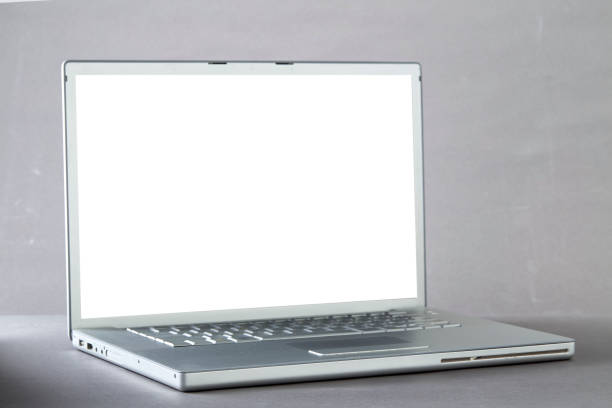 istock Modern laptop isolated on gray background 1048835364