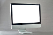 Computer display with blank white screen Isolated On gray background