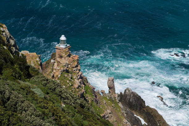 punto faro del cabo, sudáfrica - cape point fotografías e imágenes de stock