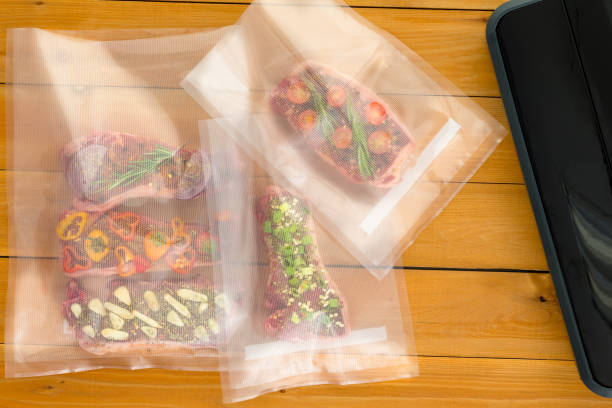 istock Three vacuum packed bags of flat iron steaks 1048851786